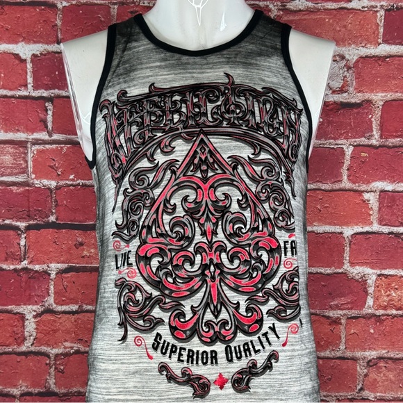 Affliction Men's Graphic Tank Top - Size: Small- Gray / Black - NWT - Picture 2 of 10